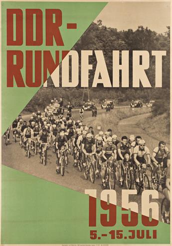 VARIOUS ARTISTS.  [CYCLING RACES]. Two posters. 1956-1957. Each 32½x22¾ inches, 82½x57¾ cm.